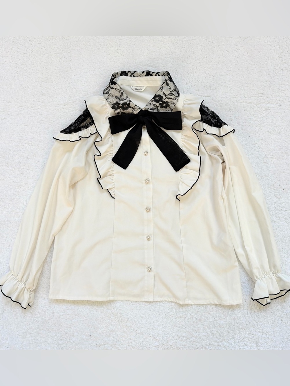 Majoretty Blouse Jirai Kei Ryosan Lolita Bow Lace Tops Japan Idol Long Sleeve